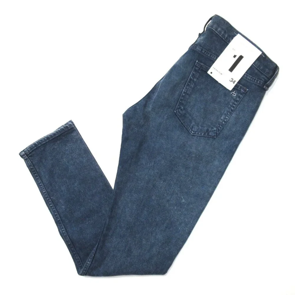 NWT Rag & Bone Fit 1 in Filmore Holes Destroyed Extra Slim Skinny Jeans 34 x 33
